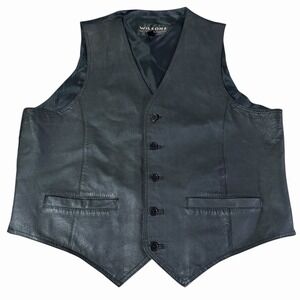Vintage Wilson's Leather Vest Black Men's Size XL